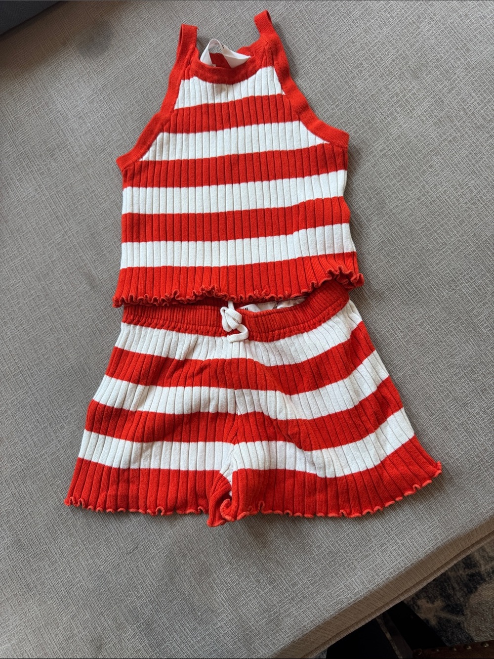 H&M Red & White Striped Knit Shorts - Kids